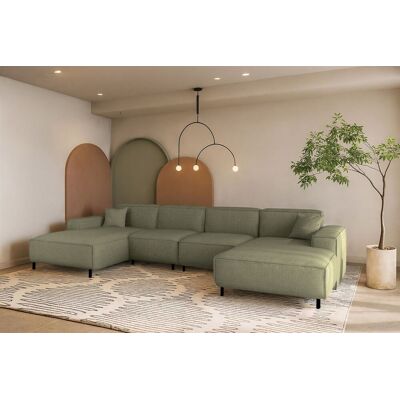 Fun Möbel Wohnlandschaft Sofa U-Form GLORIA in Stoff Artico Grün Fun Möbel Wohnlandschaft Sofa U-Form GLORIA in Stoff Artico Grün