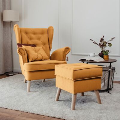 Fun Möbel Sessel Ohrensessel ALISON inkl. Hocker in Stoff Trinity Honiggelb Fun Möbel Sessel Ohrensessel ALISON inkl. Hocker in Stoff Trinity Honiggelb