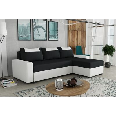 Fun Möbel Ecksofa Schlafsofa Sofa HEDVIG LUX Kunstleder/Stoff Weiß- Schwarz Ottomane Re... Fun Möbel Ecksofa Schlafsofa Sofa HEDVIG LUX Kunstleder/Stoff Weiß- Schwarz Ottomane Re...
