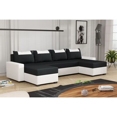 Fun Möbel Wohnlandschaft Schlafsofa Sofa HEDVIG Kunstleder/Stoff Weiß- Schwarz Fun Möbel Wohnlandschaft Schlafsofa Sofa HEDVIG Kunstleder/Stoff Weiß- Schwarz