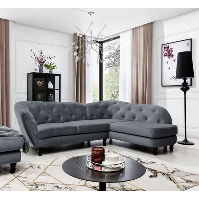 Fun Moebel - CHARLOTTE - Anthrazit - Right Ottomane - Sectional Sofa Fun Moebel - CHARLOTTE - Anthrazit - Right Ottomane - Sectional Sofa