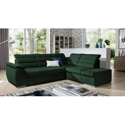 Fun Möbel Ecksofa Schlafsofa Sofa PASCARA in Stoff Esito Dunkelgrün Ottomane Rechts Fun Möbel Ecksofa Schlafsofa Sofa PASCARA in Stoff Esito Dunkelgrün Ottomane Rechts
