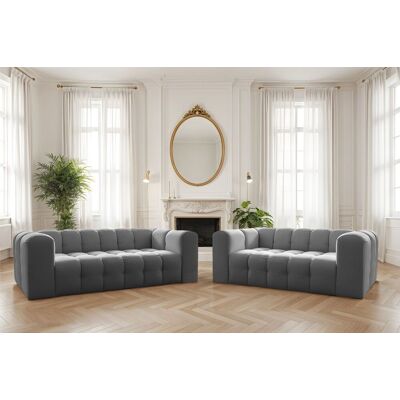 Fun Möbel Sofaset Designersofa SOLVIE 3-4 in Stoff Tiffani Grau Fun Möbel Sofaset Designersofa SOLVIE 3-4 in Stoff Tiffani Grau