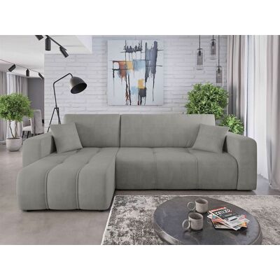 Fun Möbel Ecksofa mit Schlaffunktion Sofa DAGNY in Stoff Cosmic Hellgrau Ottomane Links Fun Möbel Ecksofa mit Schlaffunktion Sofa DAGNY in Stoff Cosmic Hellgrau Ottomane Links