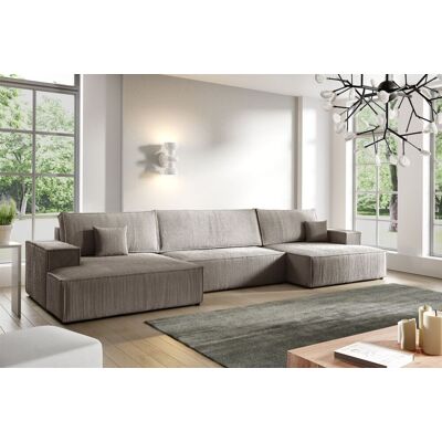 Fun Möbel Wohnlandschaft Schlafsofa CORUNIA Stoff Poso Hellbraun Fun Möbel Wohnlandschaft Schlafsofa CORUNIA Stoff Poso Hellbraun