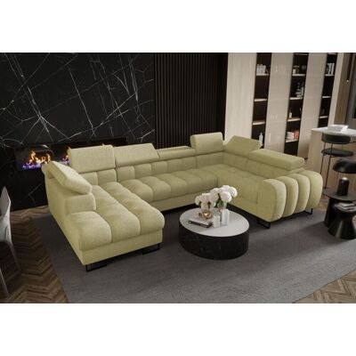 Fun Moebel Wohnlandschaft Schlafsofa BASTIEN in Stoff Aragon Olivgrün Ottomane Links Fun Moebel Wohnlandschaft Schlafsofa BASTIEN in Stoff Aragon Olivgrün Ottomane Links