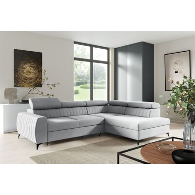 Fun Moebel Ecksofa Schlafsofa Sofa TORONTO Stoff Element Hellgrau Ottomane Rechts Fun Moebel Ecksofa Schlafsofa Sofa TORONTO Stoff Element Hellgrau Ottomane Rechts