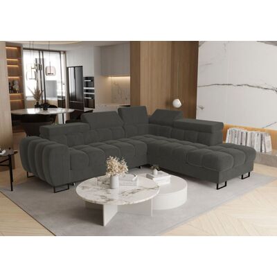 Fun Moebel Ecksofa Schlafsofa BASTIEN MAX in Stoff Terra Dunkelgrau Ottomane Rechts Fun Moebel Ecksofa Schlafsofa BASTIEN MAX in Stoff Terra Dunkelgrau Ottomane Rechts