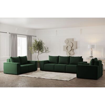 Fun Möbel Sofaset Designersofa ESTELLE 3-2-1 in Stoff Opera Velvet Dunkelgrün Fun Möbel Sofaset Designersofa ESTELLE 3-2-1 in Stoff Opera Velvet Dunkelgrün