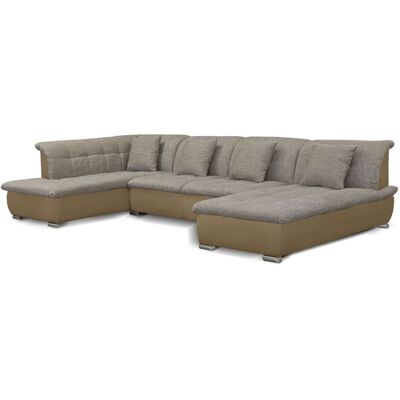 Fun Moebel Couchgarnitur NICOLE ohne Schlaffunktion Ottomane Rechts Sand/Cappuccino Fun Moebel Couchgarnitur NICOLE ohne Schlaffunktion Ottomane Rechts Sand/Cappuccino