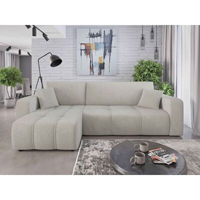 Fun Möbel Ecksofa mit Schlaffunktion Sofa DAGNY in Stoff Poso Hellgrau Ottomane Links Fun Möbel Ecksofa mit Schlaffunktion Sofa DAGNY in Stoff Poso Hellgrau Ottomane Links