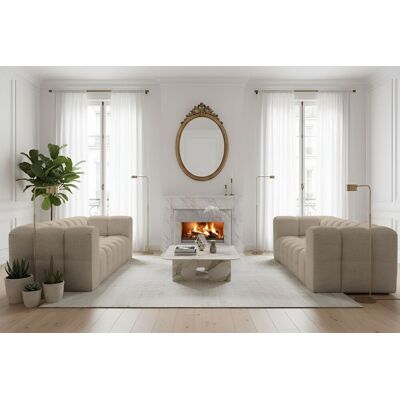 Fun Möbel Sofaset Designersofa SOLVIE 4-4 in Stoff Moly Beige Fun Möbel Sofaset Designersofa SOLVIE 4-4 in Stoff Moly Beige