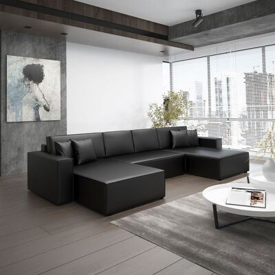 Fun Moebel Wohnlandschaft Schlafsofa Sofa CONOR Kunstleder Schwarz Fun Moebel Wohnlandschaft Schlafsofa Sofa CONOR Kunstleder Schwarz