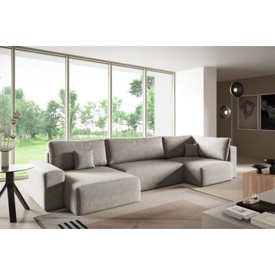 Fun Möbel Wohnlandschaft mit Schlaffunktion ARONA XL Stoff Centaur Graubeige Ottomane L... Fun Möbel Wohnlandschaft mit Schlaffunktion ARONA XL Stoff Centaur Graubeige Ottomane L...