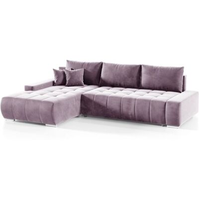 Fun Möbel Ecksofa Sofa mit Schlaffunktion VOGAR Stoff Monolith Lila Ottomane Links Fun Möbel Ecksofa Sofa mit Schlaffunktion VOGAR Stoff Monolith Lila Ottomane Links