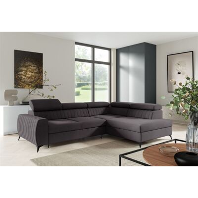 Fun Moebel Ecksofa Schlafsofa Sofa TORONTO Stoff Element Schwarz Ottomane Rechts Fun Moebel Ecksofa Schlafsofa Sofa TORONTO Stoff Element Schwarz Ottomane Rechts