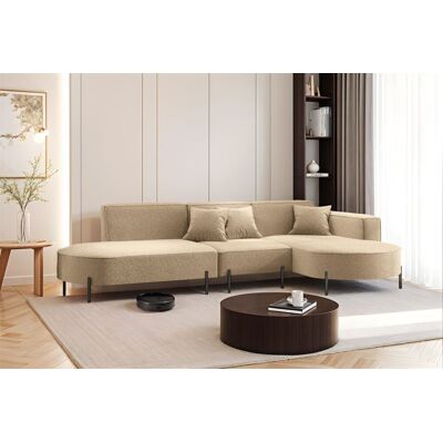 Fun Moebel Ecksofa Designersofa VALENCIA in Stoff Quelle Hellbraun Ottomane Rechts Fun Moebel Ecksofa Designersofa VALENCIA in Stoff Quelle Hellbraun Ottomane Rechts