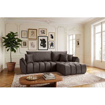 Fun Möbel Ecksofa Schlafsofa Sofa COLLIN in Stoff Monolith Braun Ottomane Rechts Fun Möbel Ecksofa Schlafsofa Sofa COLLIN in Stoff Monolith Braun Ottomane Rechts