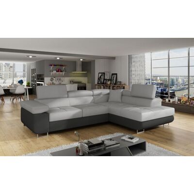 Fun Moebel Ecksofa Schlafsofa SARRA in Stoff Monolith Dunkelgrau-Grau Ottomane Rechts Fun Moebel Ecksofa Schlafsofa SARRA in Stoff Monolith Dunkelgrau-Grau Ottomane Rechts