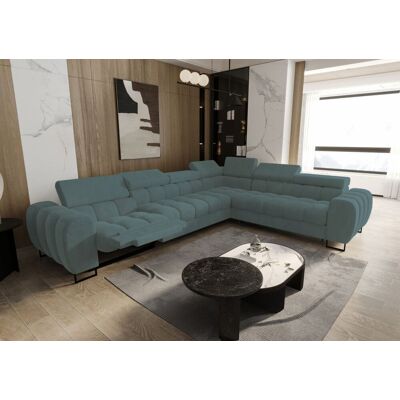Fun Moebel Ecksofa Schlafsofa BASTIEN RELAX in Stoff Terra Flaschengrün Ottomane Rechts Fun Moebel Ecksofa Schlafsofa BASTIEN RELAX in Stoff Terra Flaschengrün Ottomane Rechts