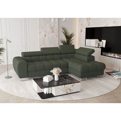 Fun Moebel Ecksofa Schlafsofa BASTIEN in Stoff Gemma Dunkelgrün Ottomane Rechts Fun Moebel Ecksofa Schlafsofa BASTIEN in Stoff Gemma Dunkelgrün Ottomane Rechts