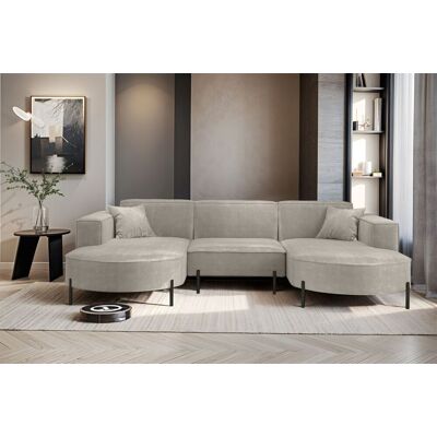 Fun Möbel Wohnlandschaft U-Form Sofa VALENCIA in Stoff Noel Hellgrau Fun Möbel Wohnlandschaft U-Form Sofa VALENCIA in Stoff Noel Hellgrau