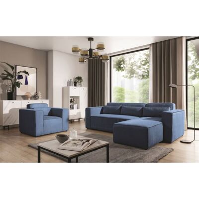 Fun Möbel Ecksofa Schlafsofa inkl. Sessel WALDO Stoff Poso Blau Ottomane Rechts Fun Möbel Ecksofa Schlafsofa inkl. Sessel WALDO Stoff Poso Blau Ottomane Rechts