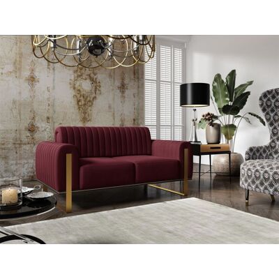 Fun Möbel Sofa Designersofa VALERIE 2-Sitzer in Stoff Elisa Velvet Bordeauxrot Fun Möbel Sofa Designersofa VALERIE 2-Sitzer in Stoff Elisa Velvet Bordeauxrot