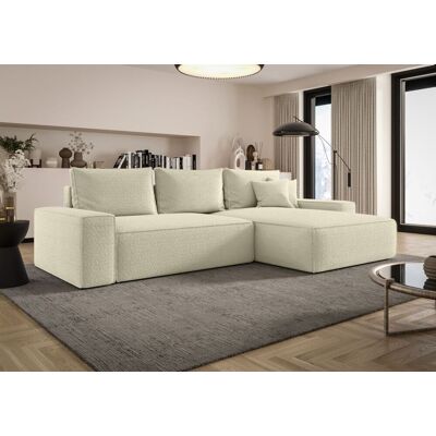 Fun Möbel Ecksofa Schlafsofa Sofa WALKEN Stoff Quelle Creme Ottomane Rechts Fun Möbel Ecksofa Schlafsofa Sofa WALKEN Stoff Quelle Creme Ottomane Rechts