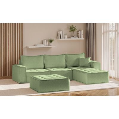 Fun Möbel Ecksofa Modulsofa 4-teilig SANDE Stoff Alpine Hellgrün Ottomane Rechts Fun Möbel Ecksofa Modulsofa 4-teilig SANDE Stoff Alpine Hellgrün Ottomane Rechts