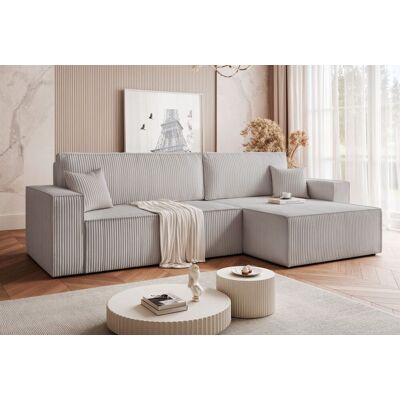 Fun Möbel Ecksofa Schlafsofa Sofa ADARA MAX in Stoff Poso Hellgrau Ottomane Rechts Fun Möbel Ecksofa Schlafsofa Sofa ADARA MAX in Stoff Poso Hellgrau Ottomane Rechts