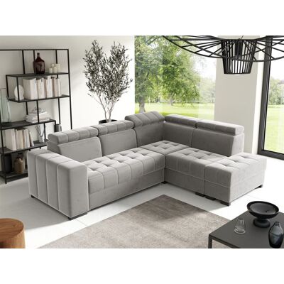 Fun Möbel Ecksofa Schlafsofa Sofa CESENA Stoff Salvador Silbergrau Ottomane Rechts Fun Möbel Ecksofa Schlafsofa Sofa CESENA Stoff Salvador Silbergrau Ottomane Rechts