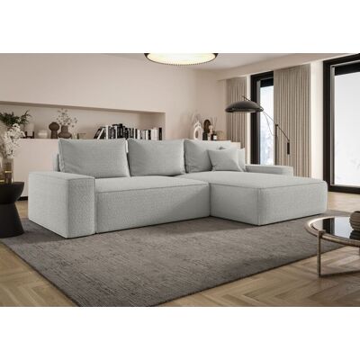 Fun Möbel Ecksofa Schlafsofa Sofa WALKEN Stoff Quelle Hellgrau Ottomane Rechts Fun Möbel Ecksofa Schlafsofa Sofa WALKEN Stoff Quelle Hellgrau Ottomane Rechts