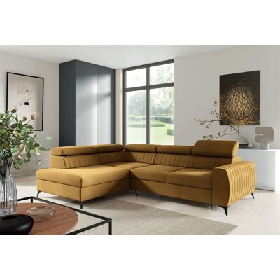 Fun Moebel Ecksofa Schlafsofa Sofa TORONTO Stoff Element Honiggelb Ottomane Links Fun Moebel Ecksofa Schlafsofa Sofa TORONTO Stoff Element Honiggelb Ottomane Links