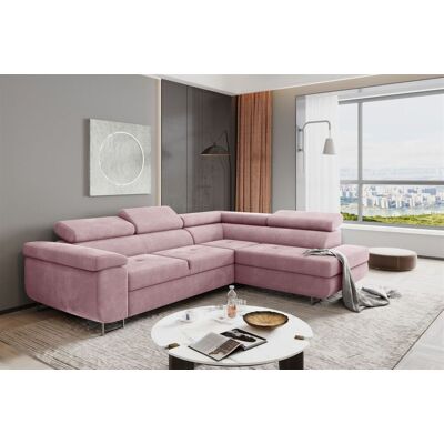 Fun Moebel Ecksofa Sofa JADE Stoff Soro Rosa mit Schlaffunktion Ottomane Rechts Fun Moebel Ecksofa Sofa JADE Stoff Soro Rosa mit Schlaffunktion Ottomane Rechts