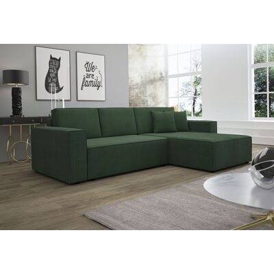 Fun Moebel Ecksofa Schlafsofa Sofa CONOR Stoff Dunkelgrün Ottomane Rechts Fun Moebel Ecksofa Schlafsofa Sofa CONOR Stoff Dunkelgrün Ottomane Rechts