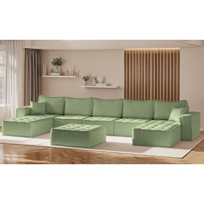 Fun Möbel Wohnlandschaft Sofa U-Form Modulsofa-Set 6-teilig SANDE Stoff Alpine Hellgrün Fun Möbel Wohnlandschaft Sofa U-Form Modulsofa-Set 6-teilig SANDE Stoff Alpine Hellgrün