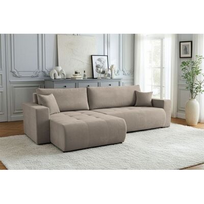 Fun Möbel Ecksofa Schlafsofa Sofa ARMARI in Stoff Wind Taupe Ottomane Rechts Fun Möbel Ecksofa Schlafsofa Sofa ARMARI in Stoff Wind Taupe Ottomane Rechts