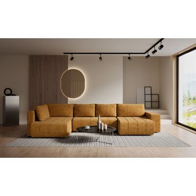 Fun Möbel Wohnlandschaft Schlafsofa ARMANDA in Stoff Blur Honiggelb langer Schenkel Links Fun Möbel Wohnlandschaft Schlafsofa ARMANDA in Stoff Blur Honiggelb langer Schenkel Links