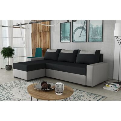 Fun Möbel Ecksofa Schlafsofa Sofa HEDVIG LUX Manila Hellgrau- Schwarz Ottomane Links Fun Möbel Ecksofa Schlafsofa Sofa HEDVIG LUX Manila Hellgrau- Schwarz Ottomane Links