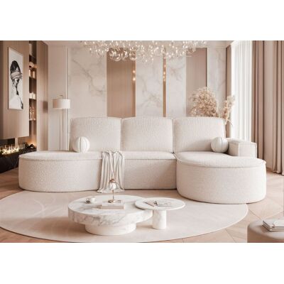 Fun Möbel Ecksofa Schlafsofa Sofa ARLET in Stoff Abriamo Creme Ottomane Rechts Fun Möbel Ecksofa Schlafsofa Sofa ARLET in Stoff Abriamo Creme Ottomane Rechts