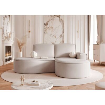 Fun Möbel Ecksofa Designersofa Sofa ARLET in Stoff Riviera Hellbeige Ottomane Rechts Fun Möbel Ecksofa Designersofa Sofa ARLET in Stoff Riviera Hellbeige Ottomane Rechts
