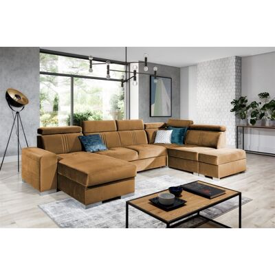 Fun Moebel Wohnlandschaft Schlafsofa NOLAN ink. USB Stoff Monolith Goldbraun Ottomane Links Fun Moebel Wohnlandschaft Schlafsofa NOLAN ink. USB Stoff Monolith Goldbraun Ottomane Links