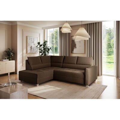 Fun Möbel Ecksofa Schlafsofa Sofa MARNO in Stoff Vogue Braun Ottomane Links Fun Möbel Ecksofa Schlafsofa Sofa MARNO in Stoff Vogue Braun Ottomane Links
