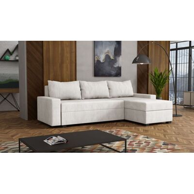 Fun Möbel Ecksofa Schlafsofa Sofa AGNETA LUX Stoff Lincoln Creme Ottomane Rechts Fun Möbel Ecksofa Schlafsofa Sofa AGNETA LUX Stoff Lincoln Creme Ottomane Rechts