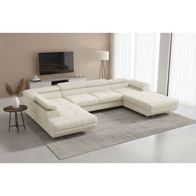 Fun Möbel Wohnlandschaft Schlafsofa GIANLUCA in Stoff Gerra Ecru Ottomane 105 cm Rechts Fun Möbel Wohnlandschaft Schlafsofa GIANLUCA in Stoff Gerra Ecru Ottomane 105 cm Rechts