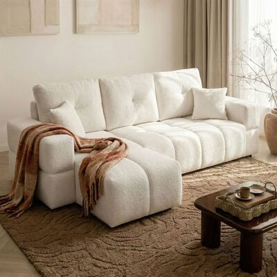 Fun Möbel Ecksofa Schlafsofa Sofa DENISE in Stoff Centaur Creme Ottomane Links Fun Möbel Ecksofa Schlafsofa Sofa DENISE in Stoff Centaur Creme Ottomane Links