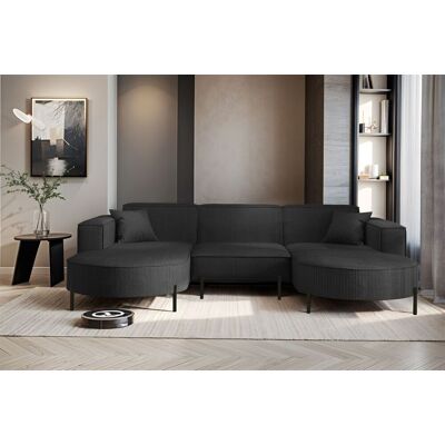 Fun Möbel Wohnlandschaft U-Form Sofa VALENCIA in Stoff Scala Anthrazit Fun Möbel Wohnlandschaft U-Form Sofa VALENCIA in Stoff Scala Anthrazit