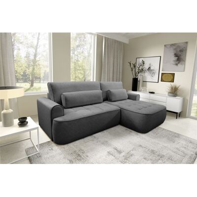 Fun Möbel Ecksofa mit Schlaffunktion HUNTER Sofa in Stoff Cloud Dunkelgrau Ottomane Rechts Fun Möbel Ecksofa mit Schlaffunktion HUNTER Sofa in Stoff Cloud Dunkelgrau Ottomane Rechts