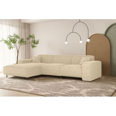 Fun Möbel Ecksofa Designersofa GLORIA in Stoff Scala Creme Ottomane Links Fun Möbel Ecksofa Designersofa GLORIA in Stoff Scala Creme Ottomane Links